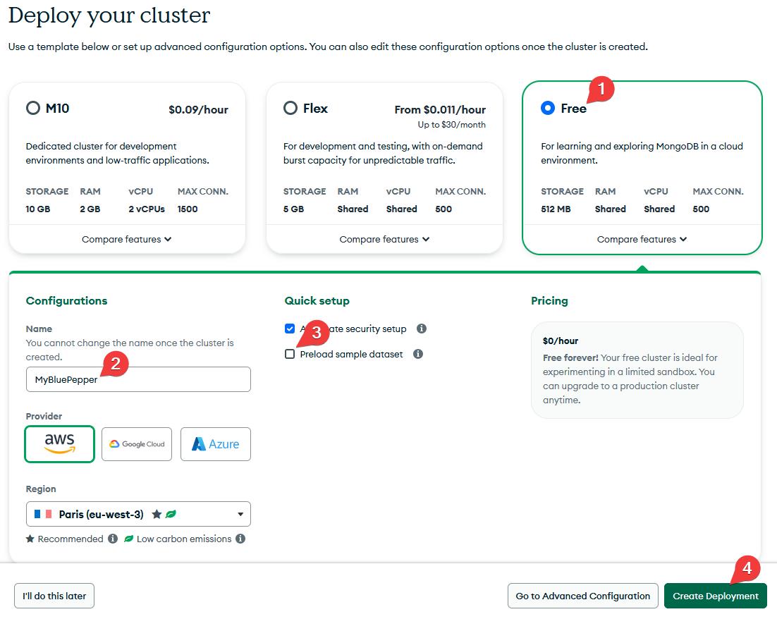 MongoDB Free Plan